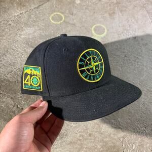 New Era Seattle Mariners 40th Anniversary Stone Island Fitted Hat 7 1/8